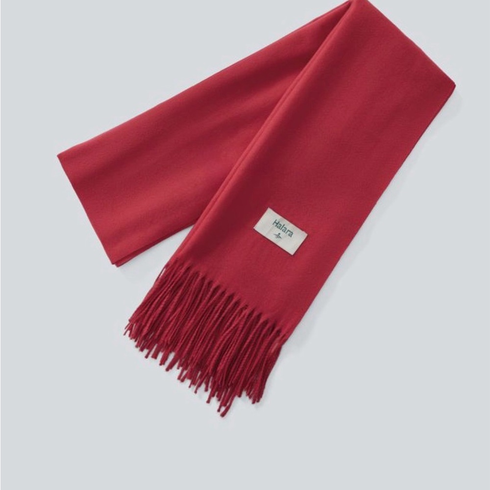 Halara - Knit Fringe Casual Scarf - Red - NEW